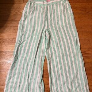 Isaac Mizrahi Mint and White Striped Pajama Bottoms